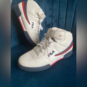 Fila Youth High-Top Sneakers – White/Red/Blue – Size US 5 (Kids)